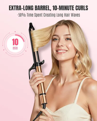 Miniatura 3 de 1.25 Inch Long Barrel Curling Iron – Ceramic Extra-Long Wand for Smooth Curls & Long-Lasting Beach Waves