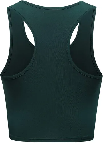 Miniatura 4 de OThread & Co. Camiseta corta básica para mujer, elástica, casual, cuello redondo, espalda cruzada, deportiva, sin mangas