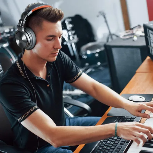 Miniatura 4 de OneOdio Auriculares Hi-Res para cubrir las orejas para monitorización y mezcla de estudio, aislamiento de sonido, almohadillas de cuero de proteína