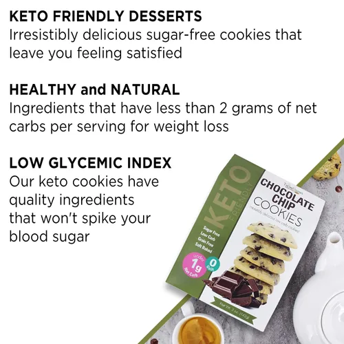 Miniatura 9 de Too Good Gourmet Paquete de 3 galletas con chispas de chocolate keto, aperitivos bajos en carbohidratos, aperitivos sin azúcar para niños y adultos