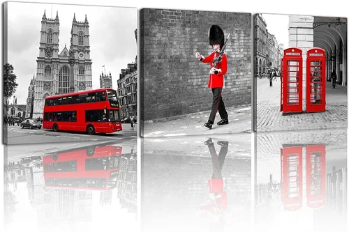 Miniatura 28 de NAN Wind 3 piezas de lienzo moderno Giclée impresiones en blanco y negro con paraguas rojos, lienzo romántico para parejas, pinturas de paisaje rojo