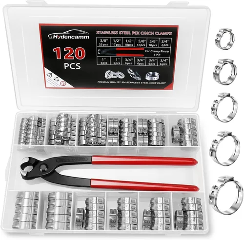 Miniatura 7 de Paquete de 60 anillos de crimpado PEX de 3/4 pulgadas, abrazaderas Pex de acero inoxidable 304 premium, anillos de abrazadera Pex Cinch con estuche