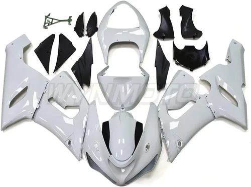 Kit completo de carenado blanco brillante apto para Kawasaki 2005 2006 ZX6R 636 05 06 ZX-6R molde de inyección de plástico ABS Carrocería ZX636R 05