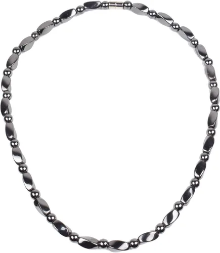 Collar de hematita unisex negro - Collar de hematita magnética natural que alivia la fatiga alrededor del cuello, hombro - 21.6 pulgadas (21.7 in)