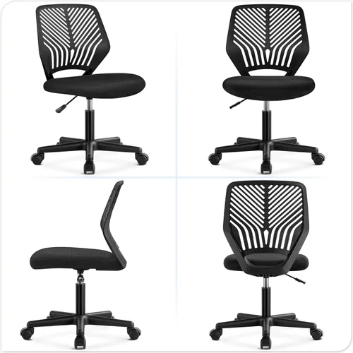 Miniatura 9 de Yaheetech Silla de escritorio linda para estudiantes, de respaldo bajo, sin brazos, silla de estudio con soporte lumbar, silla ajustable y giratoria