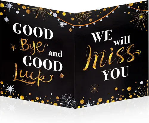 Tarjeta de despedida gigante, tarjeta de firma de oficina de 13.8 x 21.6 pulgadas Buena suerte, tarjeta de despedida Te extrañaremos, tarjeta grande