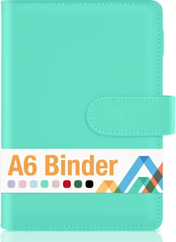 Miniatura 12 de Sooez Carpeta A6 de 6 Anillas, Cubierta de Planificador de Cuaderno Rellenable, Organizador Pequeño de Cuero Carpeta Vacía para Presupuesto, Diario