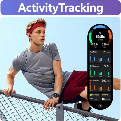 Miniatura 4 de YMS Reloj inteligente para mujer, Android, los mejores relojes de fitness impermeables para hombres (respuestas/hacer llamadas), frecuencia Negro