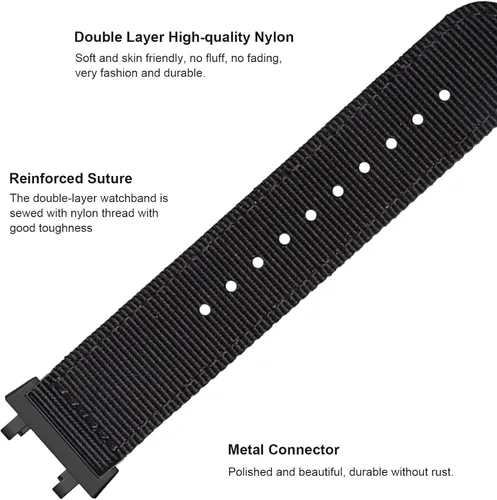 Miniatura 4 de Hijiawee Correas de repuesto aptas para Amazfit T-Rex 2, correa de lona de nailon tejido suave para reloj T-Rex2, hombres y mujeres Negro