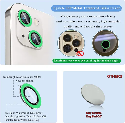 Miniatura 4 de Protector de lente de cámara luminoso brillante compatible con iPhone 13 (6.1 pulgadas)/13 Mini (5.4 pulgadas), vidrio templado ultra