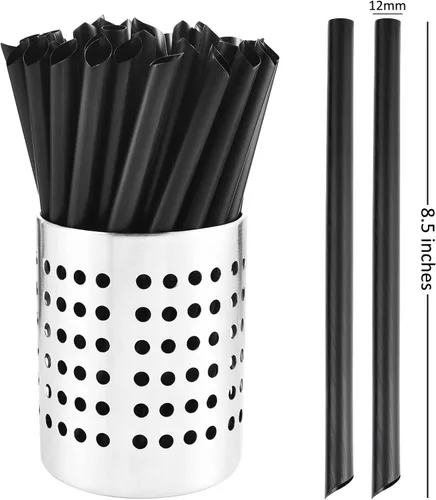 Miniatura 2 de ALINK 100 pajitas Boba de plástico negro, 0.472 in extra anchas desechables para té de burbujas, perlas popping – 8.5 pulgadas