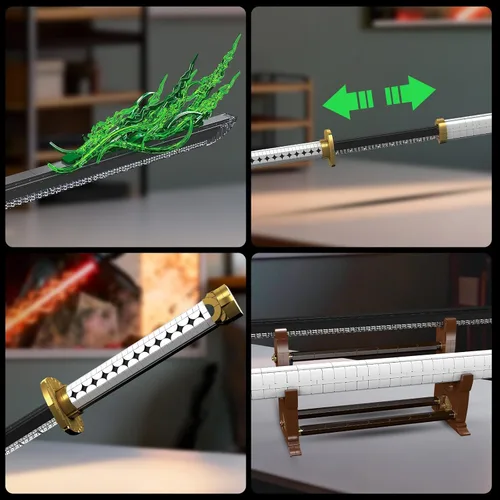 Miniatura 6 de Mould King 10258 MOC Samurai Sword Modelo de bloque de construcción, más de 1674 piezas con iluminación LED, exhibición de espada inspirada