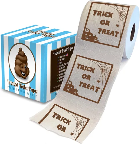 Miniatura 16 de Printed TP Papel higiénico impreso con texto en inglés "Beware of Devil" de Halloween, rollo de papel higiénico aterrador para sorpresa, broma, Rojo