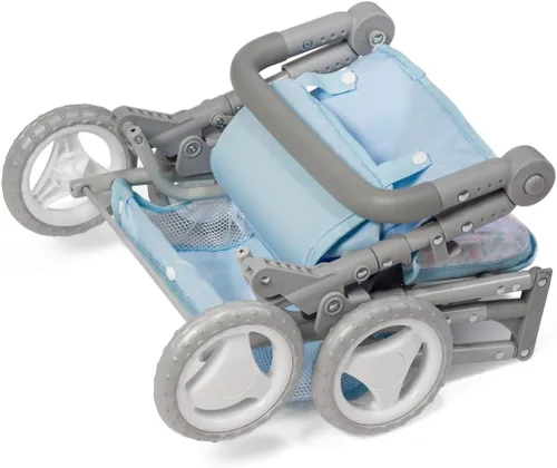 Miniatura 14 de JC Toys - Berenguer Boutique Cochecito de moda con toldo y almacenamiento Plegable simple Colección de accesorios azules para muñecas