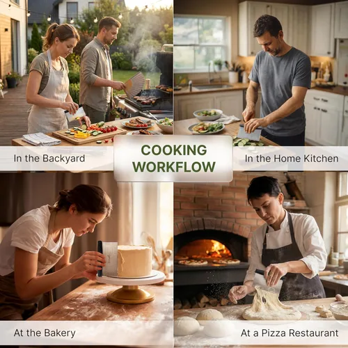 Miniatura 4 de Espátula y picadora de metal de acero inoxidable - Excelente como cortador de masa para pan y masa de pizza - Utensilio de cocina multiuso