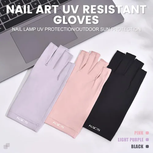 Miniatura 4 de KADS Guantes UV para lámpara de uñas, guantes profesionales de protección UV UPF100+, guantes sin dedos, protegen la piel del sol y la lámpara