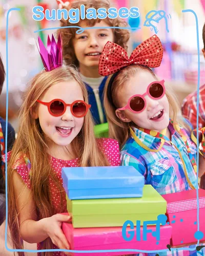 Miniatura 6 de Flutesan 24 pares de lentes de sol redondos para niños, lindos lentes de sol circulares retro para niños y niñas, niños pequeños al aire libre UV