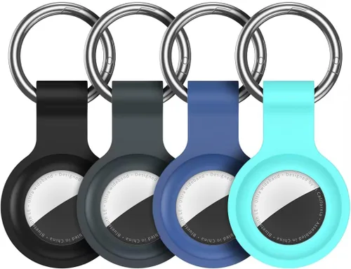 Paquete de 4 llaveros compatibles con AirTag, funda de silicona para AirTag, llavero para AirTag, rastreador GPS, accesorios para buscadores de