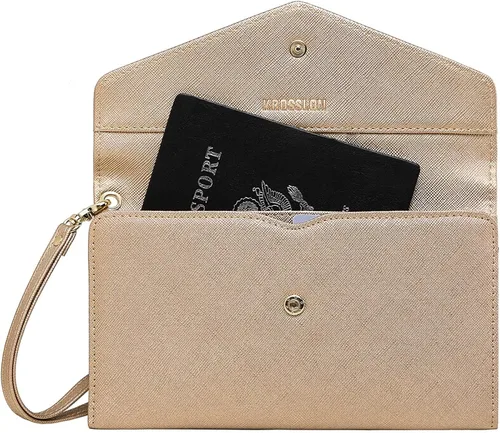 Miniatura 2 de Krosslon - Cartera para viajes con seguridad RFID para pasaporte, organizador de documentos, con correa para la muñeca