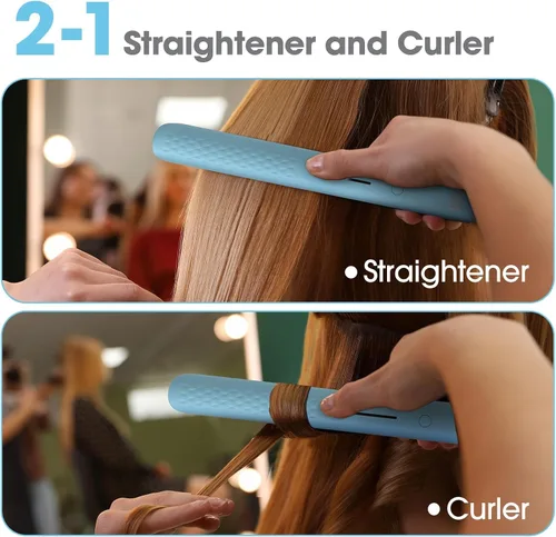 Miniatura 6 de Quico Plancha para el cabello, alisadora de cabello de viaje global de 110-240 V para mujeres, calentamiento rápido en 15 segundos, plancha plana