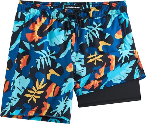 Miniatura 29 de maamgic Traje de Baño para Hombre 2 en 1, Pantalones Cortos de Natación de 17.8 cm para Hombre, Trajes de Baño, Pantalones Cortos de Tabla