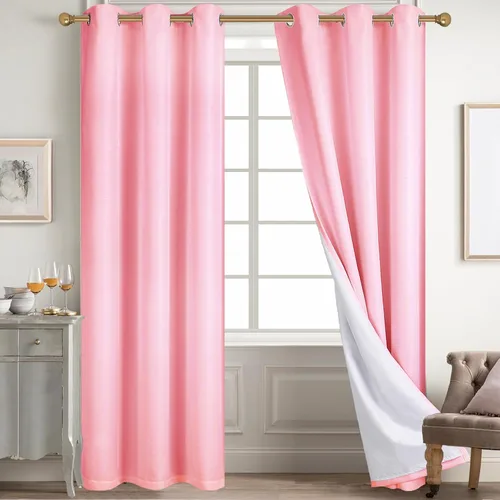 Miniatura 107 de Diraysid Cortinas 100% opacas de lino beige para dormitorio, con ojales, aislamiento térmico, cortinas de oscurecimiento de habitación