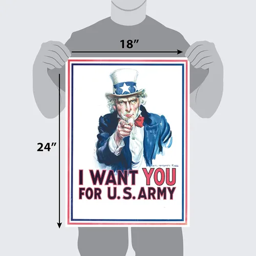 Miniatura 2 de Palace Learning Tío Sam - Póster con texto en inglés "I Want You For U.S. Army Poster – Póster de la Segunda Guerra Mundial – Segunda Guerra Mundial