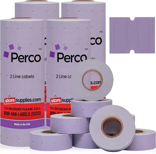 Miniatura 11 de Perco Etiquetas azules de 2 líneas, 6,000 etiquetas de precio en blanco y fecha para pistolas Perco de 2 líneas de precio y fecha, 8 rollos, 1
