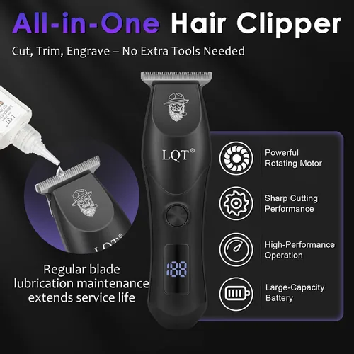 Miniatura 3 de Cortapelos profesional para hombres, modo dual inalámbrico y con cable, pantalla LCD y de 2 velocidades, kit completo de peluquería, tijeras, peines
