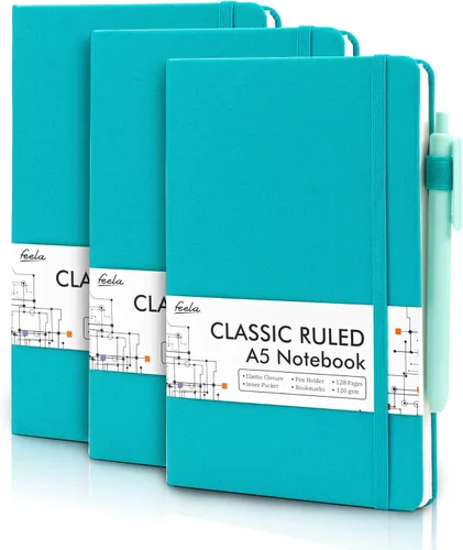 Miniatura 17 de feela Paquete de 3 Cuadernos Diarios a Granel, Cuaderno de Tapa Dura Clásico con Rayas Rayado Diarios con Soporte para Bolígrafo para Mujeres Niñas