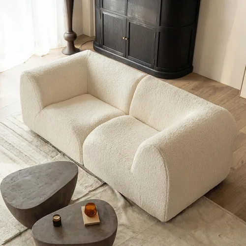 Miniatura 23 de Sofá individual modular curvado, sofá sherpa de espuma de 33 pulgadas, cómodos sofás de peluche para espacios pequeños, sofás modulares modernos