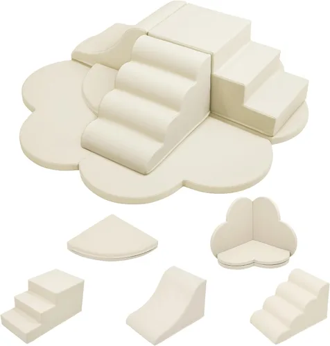 Miniatura 8 de Juguetes de escalada para niños pequeños de 6 piezas para interiores, bloques de escalada de espuma con escalones, tobogán y alfombrillas de juego