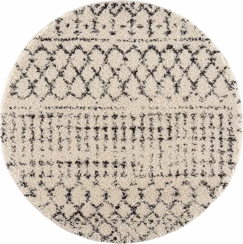 Miniatura 130 de Hauteloom, Duncans - Alfombra de estilo granja de pelo mullido para sala y dormitorio, con borlas - Beige, carbón, gris - 2 pies 7 pulgadas x 7 pies