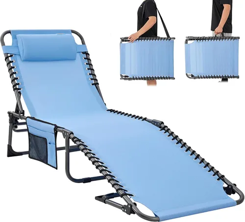 #WEJOY Tumbona plegable ajustable para exteriores, silla de playa portátil para tomar el sol, bronceado, piscina, patio, césped, silla reclinable de
