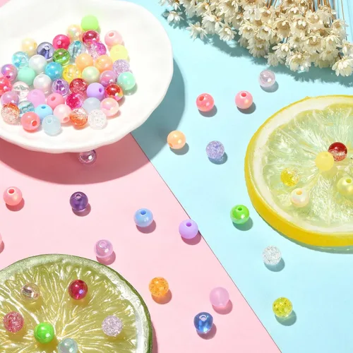 Miniatura 5 de LiQunSweet 200 cuentas acrílicas opacas de 0.315 pulgadas (0.315 in), cuentas redondas de color AB, cuentas sueltas espaciadoras para fabricación