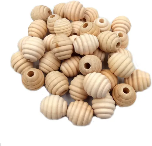 Miniatura 5 de 50 cuentas de colmena redondas de nido de abeja sueltas de madera sin terminar de 0.787 pulgadas, accesorios de decoración del hogar, accesorios
