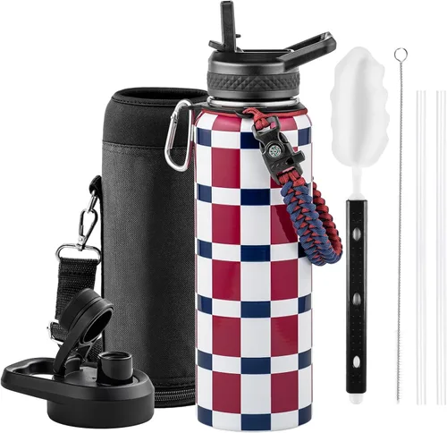Miniatura 19 de RAYMYLO Botella de agua aislada de 24 onzas, de acero inoxidable con triple pared al vacío (fría durante 48 horas, caliente durante 24 horas), a