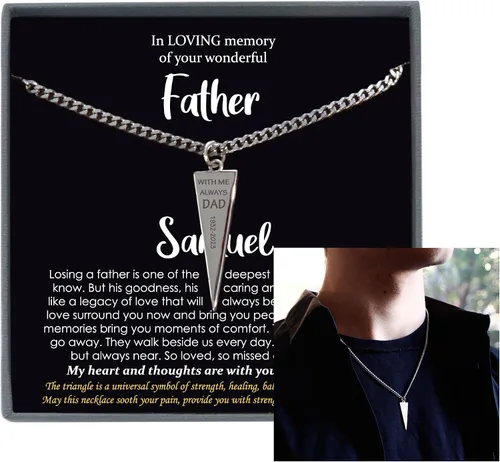 Miniatura 17 de Regalos conmemorativos por la pérdida del padre, collar de perlas blancas de plata de ley 925 con mensaje significativo