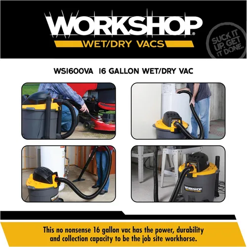 Miniatura 4 de Taller Wet Dry Vac ws1600va alta capacidad Wet Dry Vacuum Cleaner, 16-Gallon tienda Vacuum Cleaner, 6,5 Pico HP aspiradora en húmedo y seco