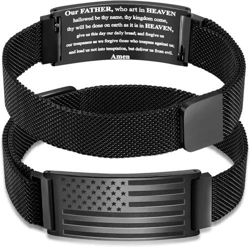 Miniatura 48 de DuoDiner Regalos de primera comunión, pulsera de cruz para niños y hombres, bandera estadounidense, versículo bíblico cristiano, regalos de joyería