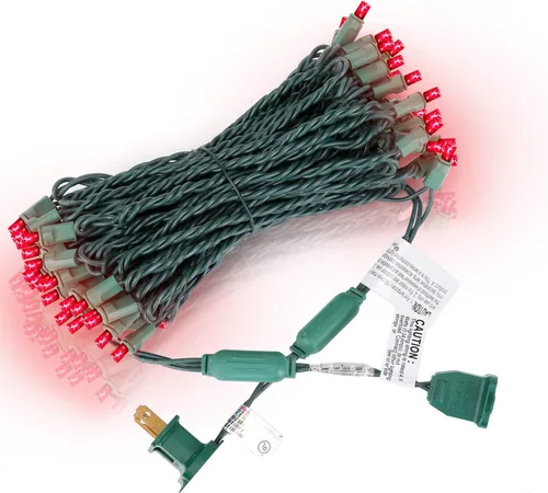 Luces LED de Navidad, 50 unidades, luz LED de Navidad sin costuras para exteriores e interiores, grado de iluminación comercial, luz roja, cable