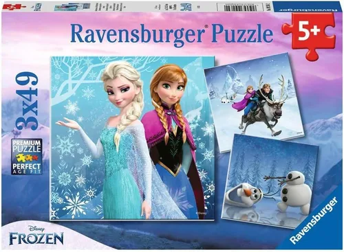 Ravensburger Disney Frozen Winter Adventures - Juego de rompecabezas de 3 x 49 piezas para niños, diseño único de piezas, mejora la concentración y