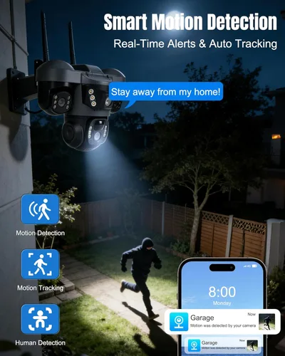 Miniatura 5 de KEPEAK Solar Security Camera Outdoor Wireless, Triple Lens PTZ Camera, 360° Pan Tilt, Color Night Vision, PIR Motion Detection, Two-Way Audio