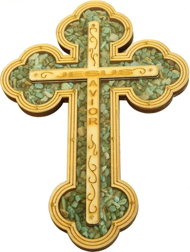 Miniatura 10 de Cruz del Salvador de Jesús Llena de Piedras Semipreciosas Cornalina Rojiza Firy de Tierra Santa