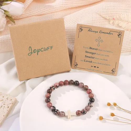 Miniatura 7 de JoycuFF Christian Bracelets for Women Cross Bracelets for Religious Women Girls Easter Catholic Natural Stone Bracelets Christian Jewelry Faith