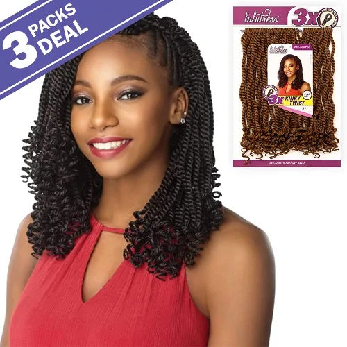 Miniatura 2 de LULUTRESS Sensationnel - Trenzas de ganchillo de pelo sintético Lulutress 3X Kinky Twist de 12 pulgadas (paquete de 3, SM1B30)