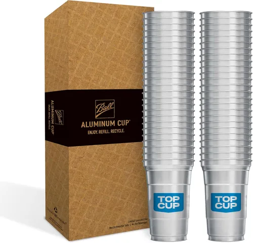 Top Cup by Ball – 9 onzas, 50 unidades, vasos de fiesta de aluminio reutilizables | Retención en frío, reciclable, fabricado en Estados Unidos Copa