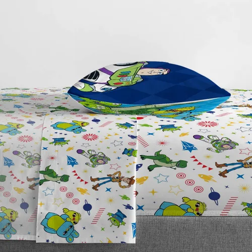 Miniatura 5 de Jay Franco Disney Toy Story Buzz & Woody - Juego de cama individual de 4 piezas, incluye edredón reversible y juego de sábanas, microfibra súper