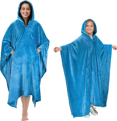 Miniatura 21 de Tirrina Manta poncho de polar 2 en 1, muy suave y cómoda, para adultos mujeres, hombres y niños para uso interior o al aire libre, 55x80 pulgadas