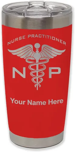 Miniatura 34 de LaserGram NP Nurse Practioner - Vaso aislado al vacío de 20 onzas, grabado personalizado incluido (negro)